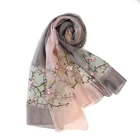 Latest Designs Pink polyester silk woven Flowers Scarves For Women