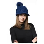 Fashion Lady Winter Stripe Waves Beanie Stretch Knit Visor Cap Beanie Hat