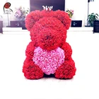 2018 hot products artificial flowers foam rose flower teddy bear for wedding gifts