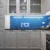White MDF kitchen cabinet with glass door design