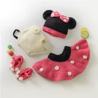 Acki Crochet handmade Newborn Infant Baby Photography Prop Costume Cute Cap Pant set Boy Girl Knit mikey mouse Photo Outfits