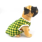 Grid printed Pet Puppy Vest Breathable Summer Sleeveless T-Shirt Cute Clothes for Dogs and Cats