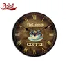 Fashion design gold brown color cup coffee homely clock gift item for home