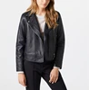 China Manufacturer Custom Ladies Black Leather Jacket