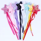 Star Glitter Star Magic Wand Sticks Ribbon Fairy Wands Stick For Kids Girls Party Favor