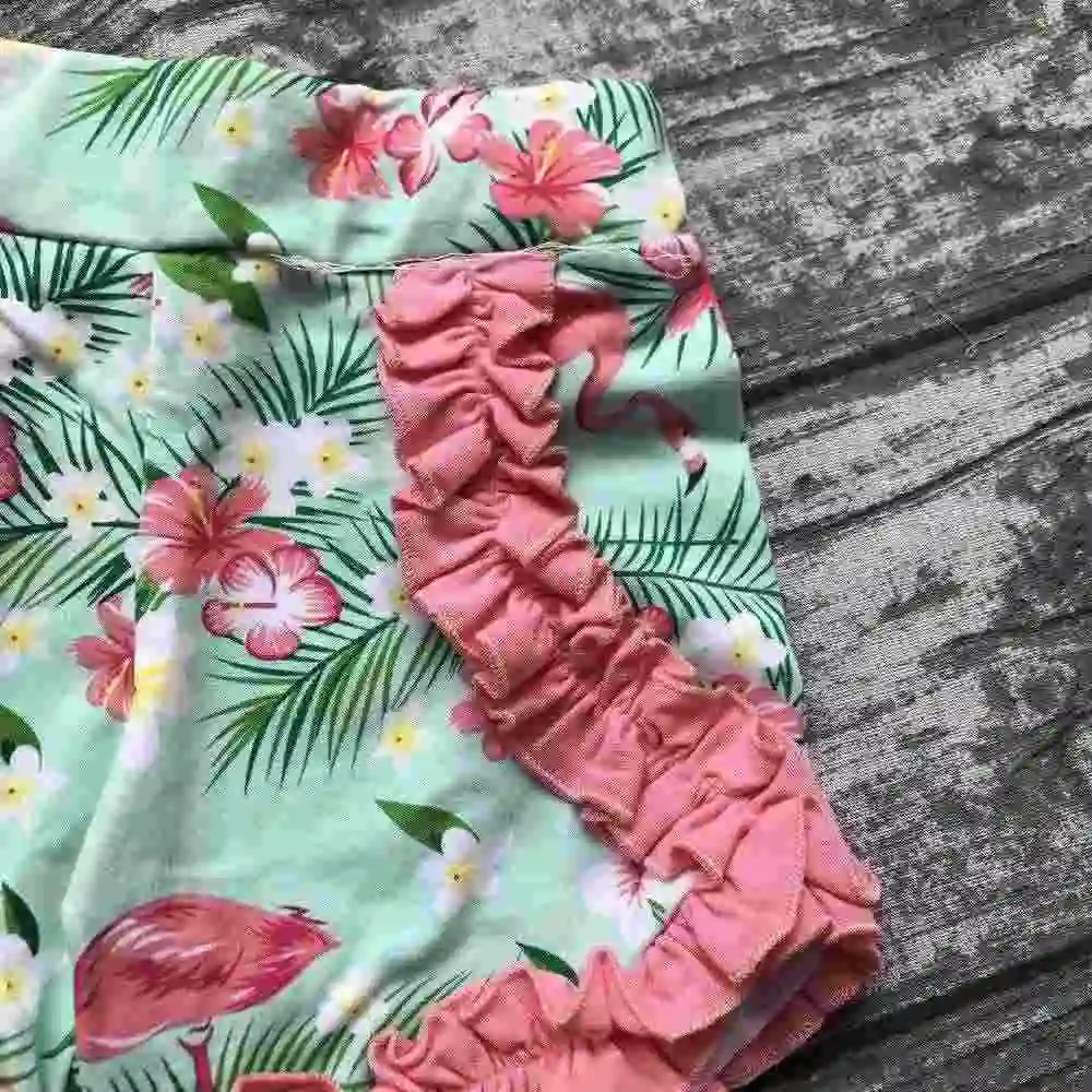 new girls outfit be a flamingo floral coral mint kids boutique shorts sets ruffles cotton clothing match with accessories