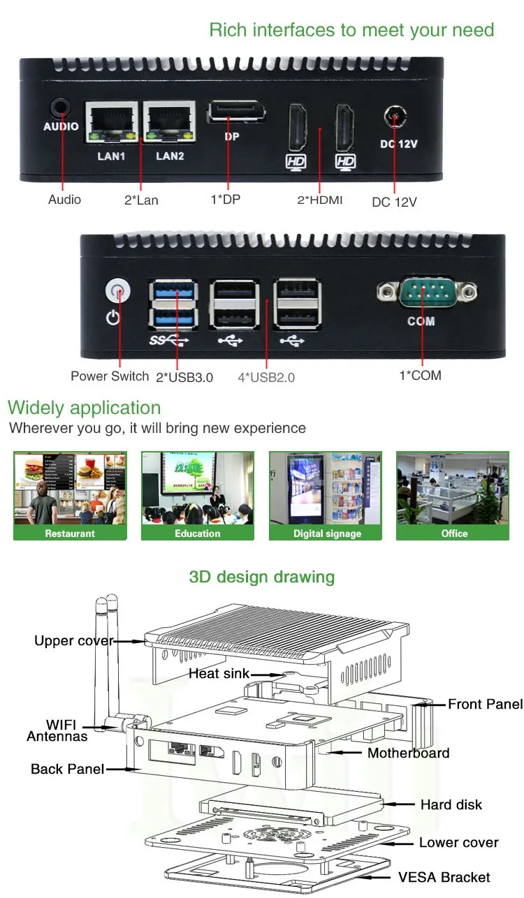 Barebone Mini Pc 2 Ibox501 N5 Dual Lan Dp Port Usb 3.0 Small