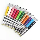 New 3 in 1 good quality nice price can custom print logo touch screen led light ball pen with crystal for gift