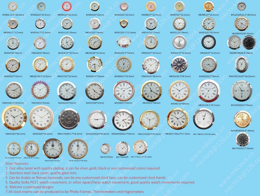 27mm black plating bezel metal clock insert mini clock insert clock