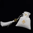 Custom Logo Printed drawstring Soft white Microfiber Jewelry Packaging Bag Pouch with tassel