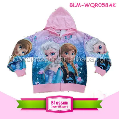 2015 Hot sale wholsales fashion pink frozen elsa anna pattern baby coat