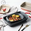 Heat Resistant Black Ceramic Pie Plate Rectangle Baking Tray with Handle