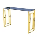 mail order packed clear tempered glass top stainless steel gold chromed hall console table