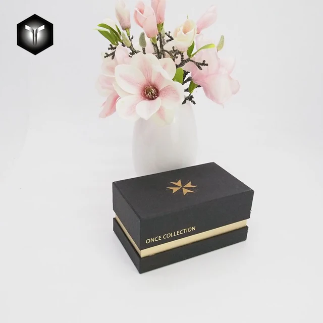 card black paper cardboard packaging shoulder box with lid for