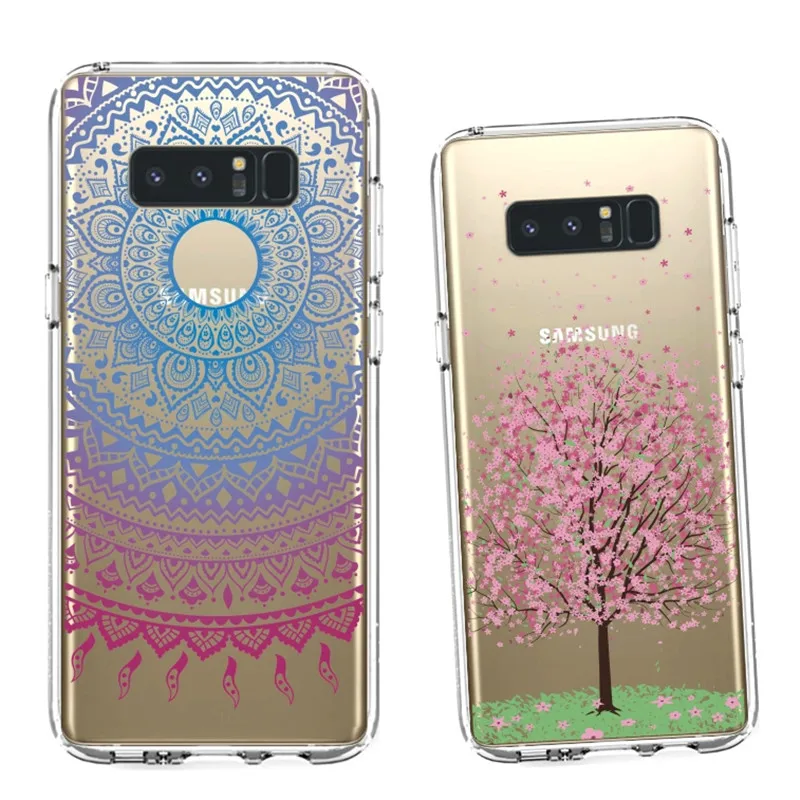 Marble Patterned For Samsung Galaxy Note 8 TPU Case Phone S8 S7 Edge Soft Flexible Slim Fit Protective Cover for Samsung Note 8 Case For Samsung Galaxy Note 8 Case White Henna Mandala Floral Lace Clear Design Printed Transparent Protective Phone Cover TPU Case for Galaxy Note 8