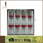 stainless steel cap ceramic grinder pentagon glass jar 8 in 1 pentagon shape spice holder and pepper mill set