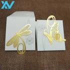 Beautiful business gift golden color butterfly design metal bookmark