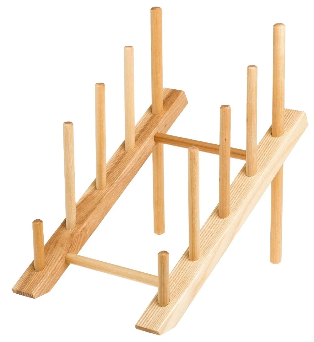 2 level bamboo plate drying rack