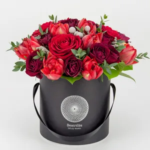 gift paper flower packaging luxury flower box with ribbon