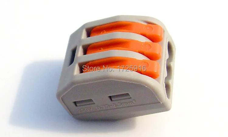 (25 pieces / lot) WAGO 222-413 Universal Compact Wire Wiring Connector 3 pin Conductor Terminal Block With Lever AWG 28-12