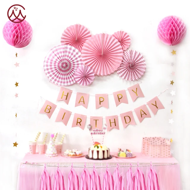 New Design Wholesale Pink Theme Birthday Party Decorations