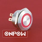 New type! ONPOW 19mm CE, ROHS micro travel short body illuminated momentary metal push button switch