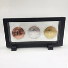 Wholesale custom metal engraved gold silver bronze coated creative commemorative bit bitcoin coin set