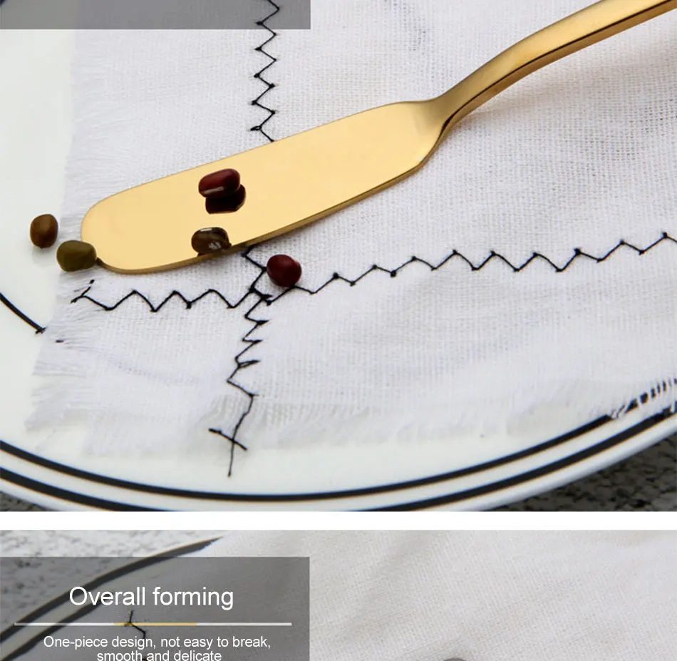 304 Stainless Steel Butter Knife Cheese Dessert Jam Spreaders Cream Gold Black Rose Gold Knifes Western Cutlery Breakfast Tool (6)