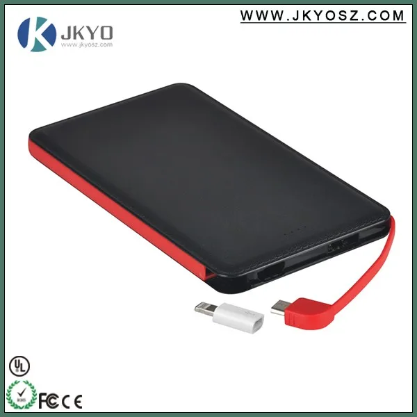 Innovative products 2016 in electronics built in cable slim type 5000mah portable power bank