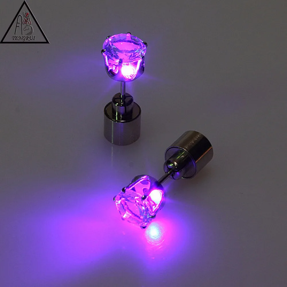 changing light up earrings flashlight led light earring for gift