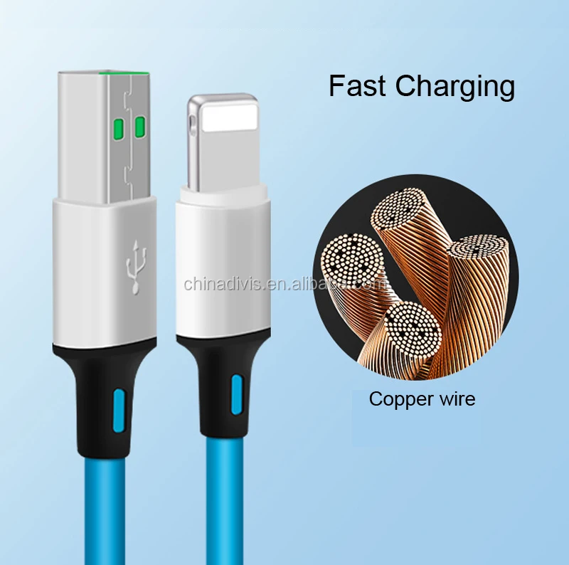 Round aluminum alloy candy color TPE high elastic cables USB fast data charging cable for mobile phone - ANKUX.COM
