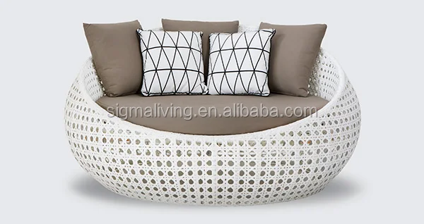 Outdoor furniture  factory direct garden furniture chaise all weather round shape sofa cum bed