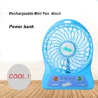 4inch rechargeable mini fan with power bank function 2batteres operated long working time 3speeds plastic fan