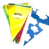 Colorful pennants hang flags to print and color for kids