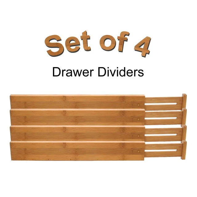 Bamboo Kitchen Drawer Divider Organizers Spring Adjustable