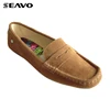 SEAVO fashion unique unisex design suede upper brown moccasin shoes for ladies
