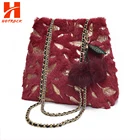 Wholesale women plush fashion shoulder bags faux rabbit fur Tote Bags