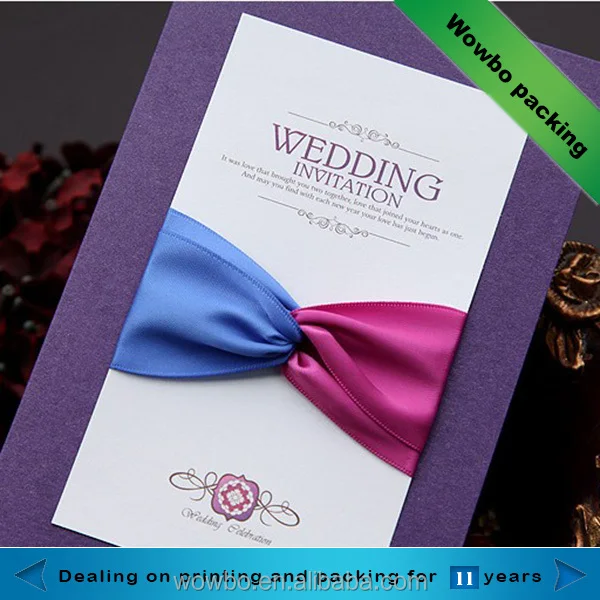 purple elegant romantic creative paper wedding invitation card