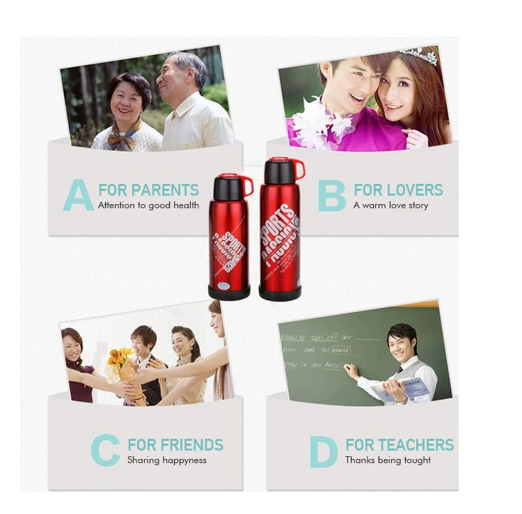 Promotional Double Wall Vacuum Thermos, Metal Thermos Flask, Stainless Steel Thermos Sport Bottle