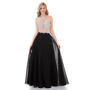 unique halter beaded backless formal evening gown party dresses