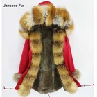 Hot Thick Rabbit Fur Lining Fur Parka Fashion Hooded Jacket Causal Winter Warm Coat Outerwear
