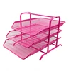 Colorful fancy design 3 tier office supplies metal wire office box file racks