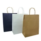 Wholesale Biodegradable blank gift packaging colored recyclable thickness brown white handles kraft paper bag