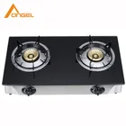 China Angel Indian Ideal Indoor Kitchen Portable Table Tempered Glass 2 Copper Burner Gas Cooker Stove