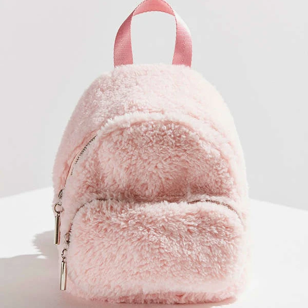 pink fluffy mini backpack