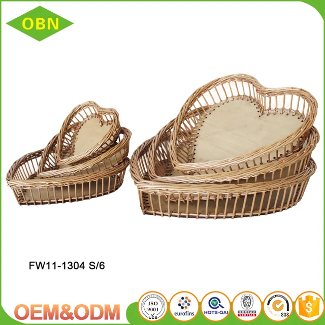 wholesale wicker heart shaped basket for gift and home