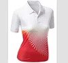2018 New design ladies Sporty cool dry fit performance tie dye sublimation Printed golf polo T-Shirts