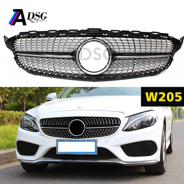 W205 diamond grill for Mercedes B enz C class AMG package