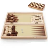 3-in-1 Wood Combination Chess, Checkers, and Backgammon Game Set Small