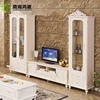 White Hand Carve European Baroque Classical Style Living Room Furniture Decorate Solid Wood Glass Tall Wall French Curio Cabinet